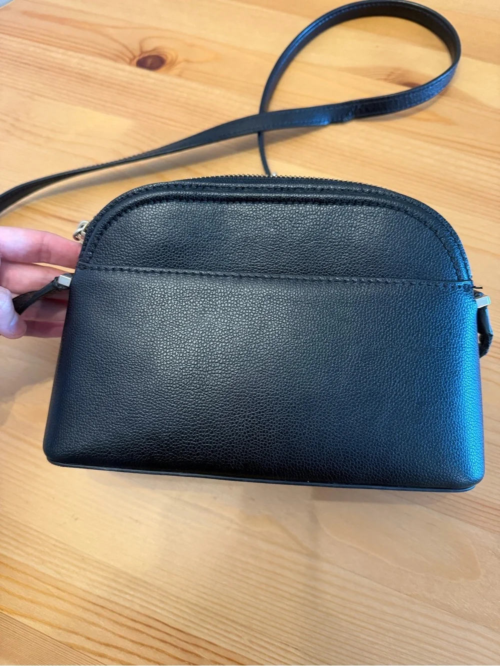 kate spade black pebble leather crossbody dome bag